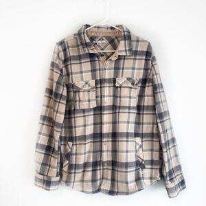 O'Neill Women’s Plaid Fleece Shirt Jacket in Pink & Gray Large